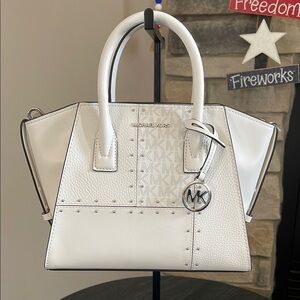 Michael Kors Avril White Satchel/Shoulder Bag with Winged Design